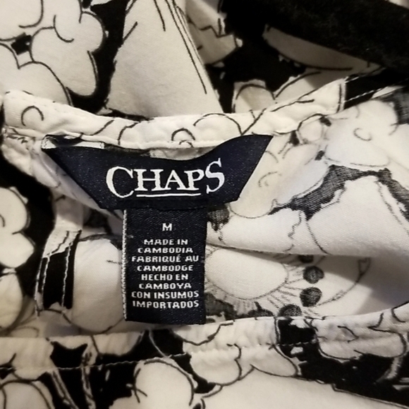 Chaps Women Black with White Polyester Cap Sleeve  Dress Size M - Picture 8 of 8